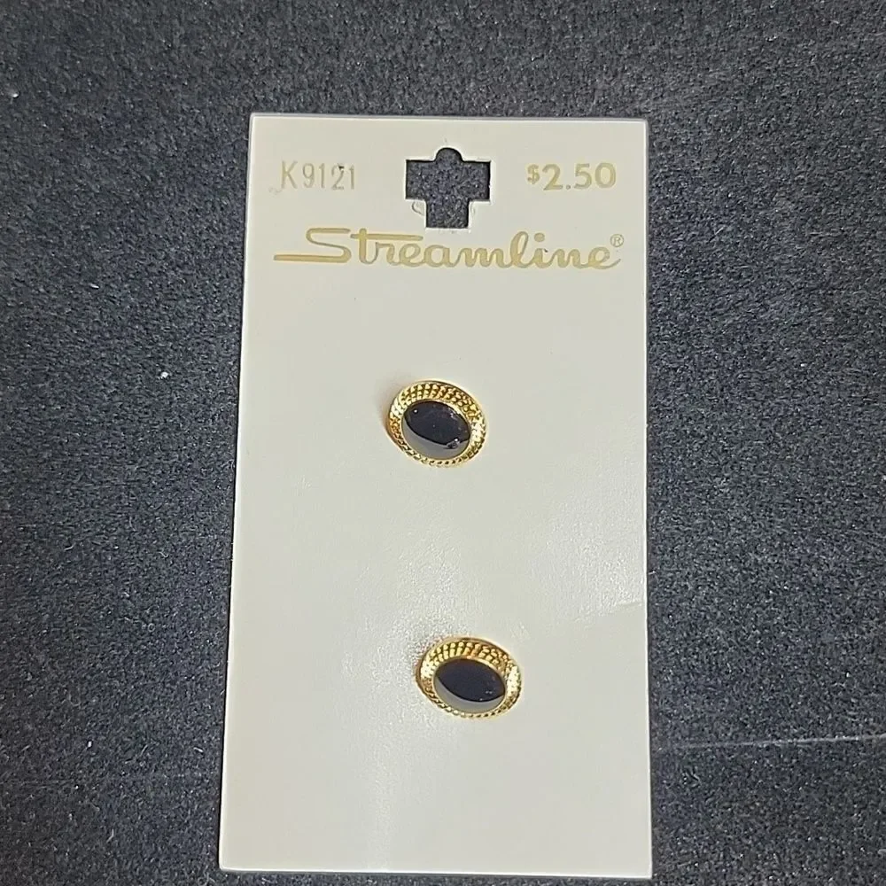 Streamline Vintage Black Gold Round Metal Buttons Cards Set  #K9121